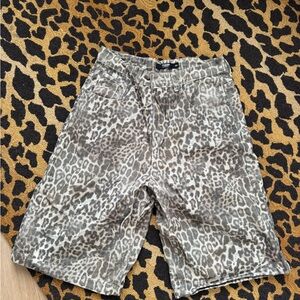 Jaded London Gray Leopard Print Jean Shorts